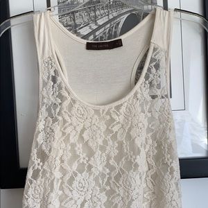 Floral mesh, beige tank top from The Limited.
